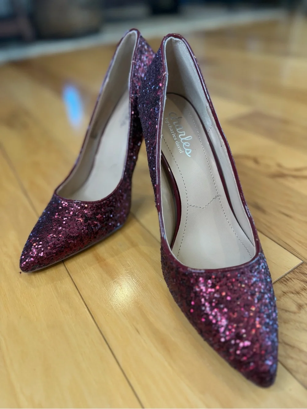 Charles by Charles David Pact Pink Glitter Stiletto Heels Pumps Size 6M